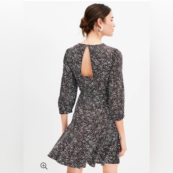Loft Dotted Godet Mini Flare Dress - Picture 1 of 6